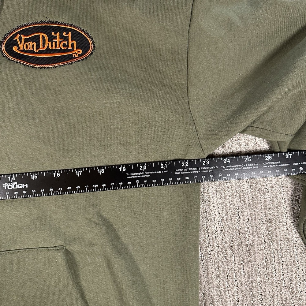 VON DUTCH Mens Sz M Full Zip Hoodie Embroidered Logo Green Orange Oversized‎ NWT - Picture 6 of 9